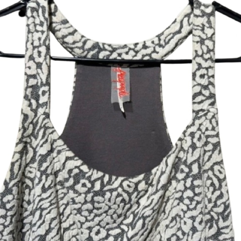 Free People Jacquard Knit Racerback Body Con Mini Dress White Grey Small - Picture 10 of 10